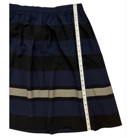 Zara Striped Blue Black Color Block Midi Skirt Women Large Classic Corporate - Picture 7 of 7